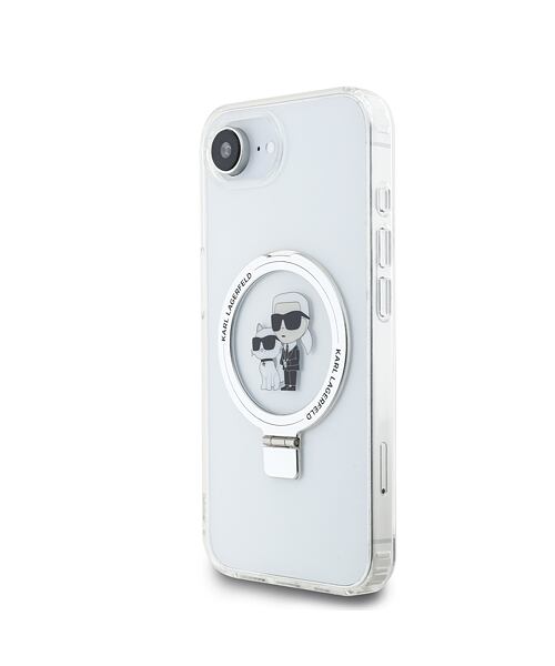 Karl Lagerfeld Ringstand Karl and Choupette MagSafe Zadní Kryt pro iPhone 16e White