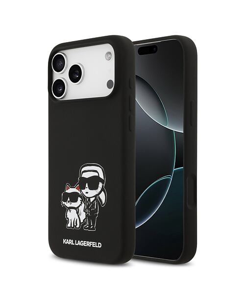 Karl Lagerfeld Liquid Silicone K&CH Sketch MagSafe Zadní Kryt pro iPhone 17 Pro Max Black