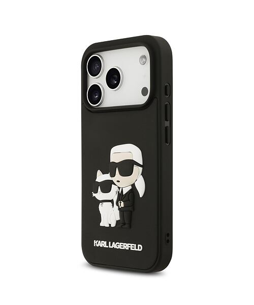 Karl Lagerfeld 3D Rubber Karl and Choupette Zadní Kryt pro iPhone 17 Pro Black