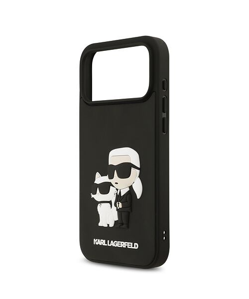 Karl Lagerfeld 3D Rubber Karl and Choupette Zadní Kryt pro iPhone 17 Pro Max Black