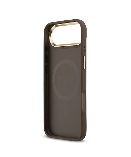 Guess PU Leather 4G Gold Frame MagSafe Zadní Kryt pro iPhone Air Brown