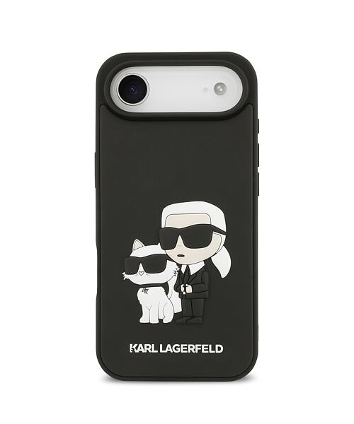 Karl Lagerfeld 3D Rubber Karl and Choupette Zadní Kryt pro iPhone Air Black