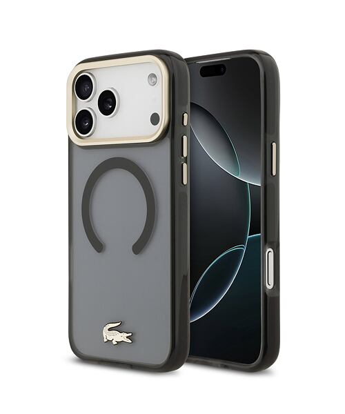 Lacoste PC/TPU Frosted Finish Gold Logo MagSafe Zadní Kryt pro iPhone 17 Pro Max Black