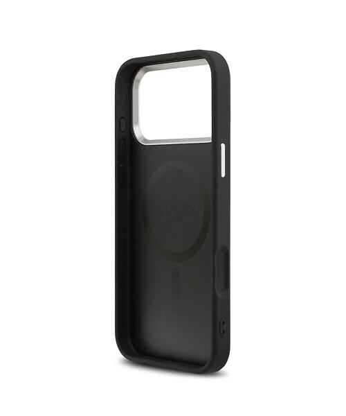 Guess PU Leather Triangle Logo MagSafe Zadní Kryt pro iPhone 17 Pro Black