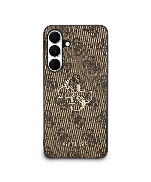 Guess PU 4G Metal Logo Zadní Kryt pro Samsung Galaxy S25 FE Brown