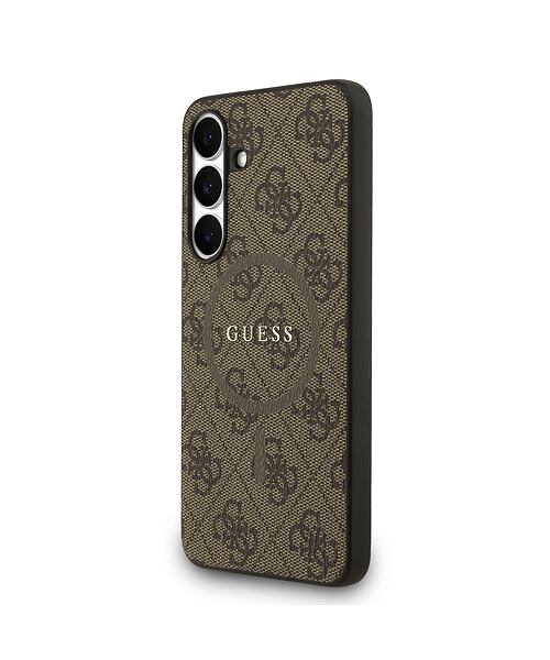Guess PU Leather 4G Colored Ring MagSafe Zadní Kryt pro Samsung Galaxy S25 FE Brown