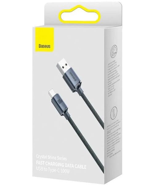 Baseus CAJY000401 Crystal Shine Series Datový Kabel USB - USB-C 100W 1,2m Black