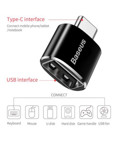 Baseus CATOTG-01 Adaptér z USB-A na USB-C Black