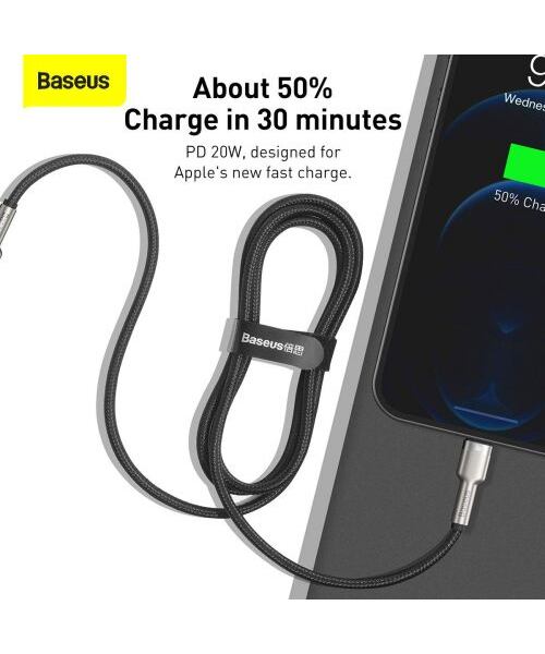 Baseus Cafule Metal Series Datový Kabel USB-C - Lightning 20W 1m Black