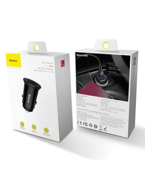 Baseus CCALL-YD01 Circular Nabíječka do Auta 2xUSB QC3.0 30W Black