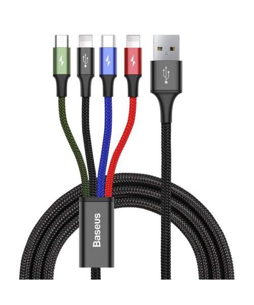 Baseus CA1T4-A01 Fast 4in1 Kabel 2x Lightning, USB-C, MicroUSB 3.5A 1.2m Black