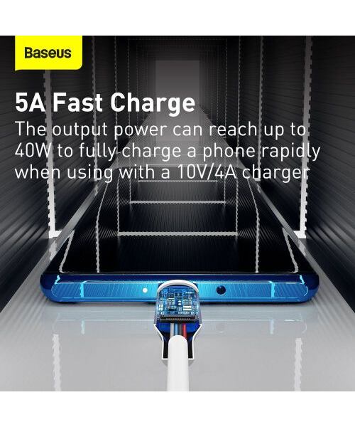 Baseus Type-C Simple Wisdom cable (2pcs/set) 5A 1.5m White (TZCATZJ-02)