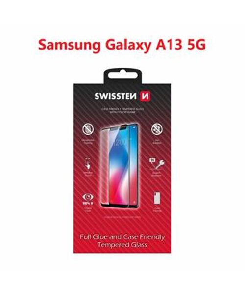 SKLO SWISSTEN FULL GLUE, COLOR FRAME, CASE FRIENDLY PRO SAMSUNG A136 GALAXY A13 5G ČERNÉ