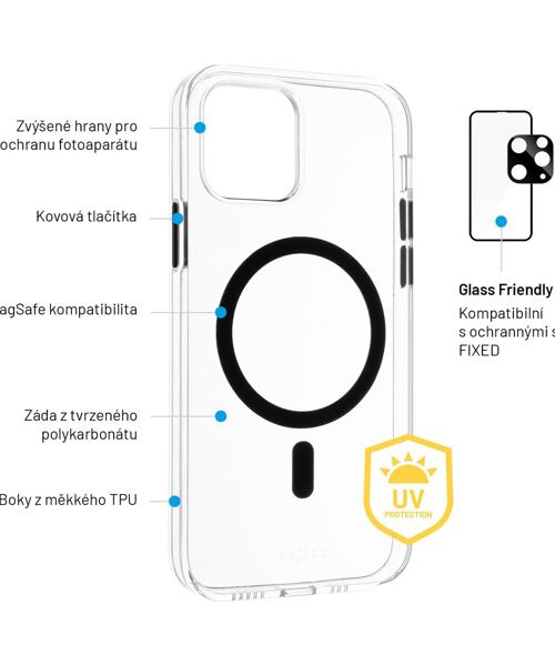 Zadní kryt FIXED MagPurity s podporou Magsafe pro Apple iPhone 12/12 Pro, čirý