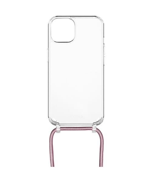 Pouzdro FIXED Pure Neck s růžovou šňůrkou na krk pro Apple iPhone 14
