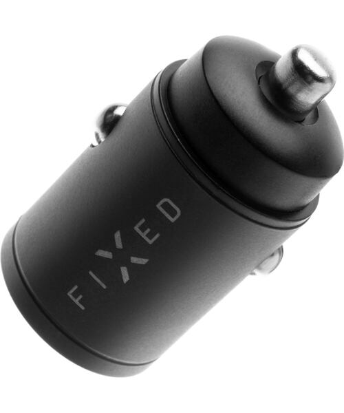 Autonabíječka FIXED s 2xUSB-C výstupem v miniaturním provedení, podpora PD, 30W, černá