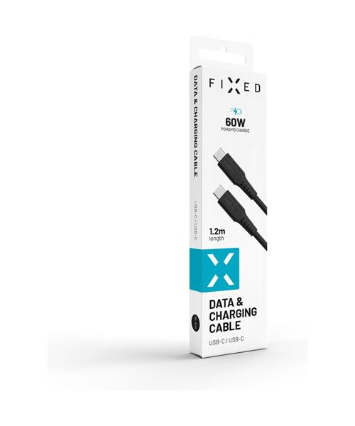 Nabíjecí a datový Liquid silicone kabel FIXED s konektory USB-C/USB-C a podporou PD, 1.2m, USB 2.0,