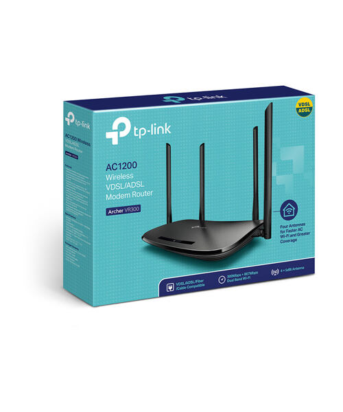 TP-Link Archer VR300 VDSL/ADSL AC1200 Modem Router, 4xFE port