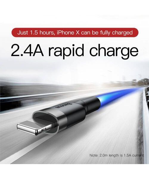 Baseus datový kabel Cafule Lightning 0,5m 2,4A šedo-černý