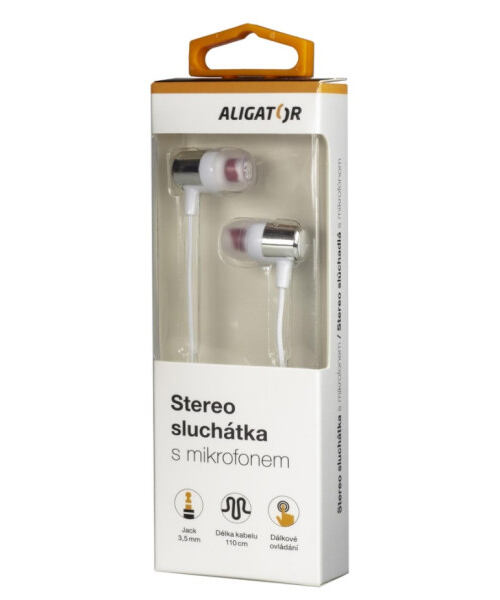 Sluchátka ALIGATOR AE005, Strong Bass, stříbrná