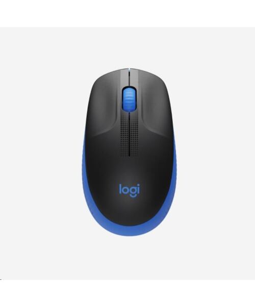 Logitech M190/Kancelářská/Optická/1 000 DPI/Bezdrátová USB/Černá-modrá