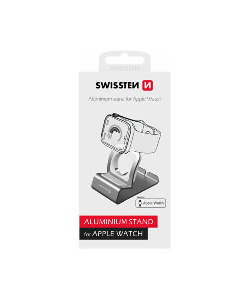 SWISSTEN HLINÍKOVÝ STOJÁNEK PRO APPLE WATCH STŘÍBRNÝ