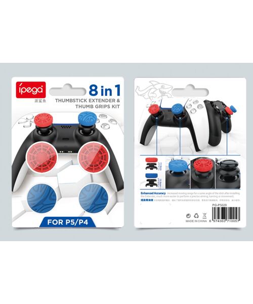 iPega P5029 Silikonové Krytky Ovládacích Páček pro PS5/PS4 4ks Red/Blue