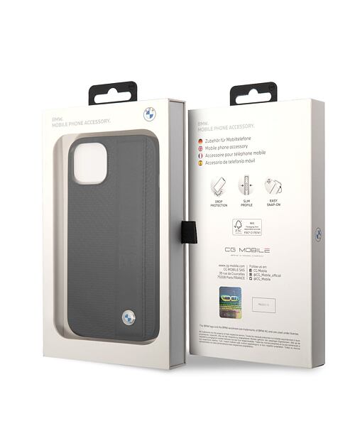 BMW Signature Leather Big Logo Zadní Kryt pro iPhone 14 Plus Black