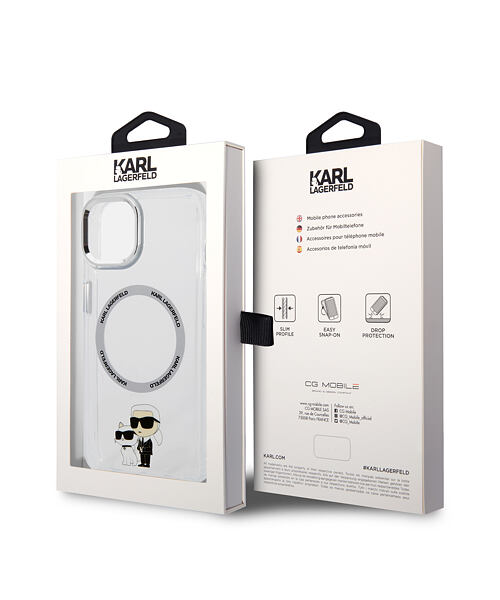 Karl Lagerfeld IML Karl and Choupette MagSafe Zadní Kryt pro iPhone 15 Transparent