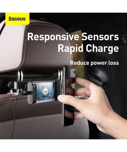 Baseus Car Mount Wireless Charger Energy Storage Backseat phone holder 15W Black (WXHZ-01)