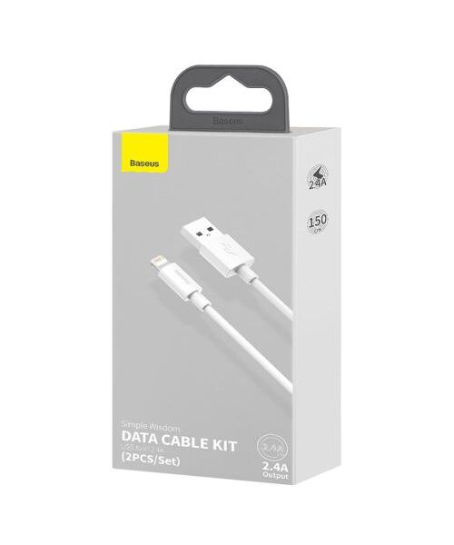 Baseus Lightning Simple Wisdom cable (2pcs/set) 2.4A 1.5m White (TZCALZJ-02)