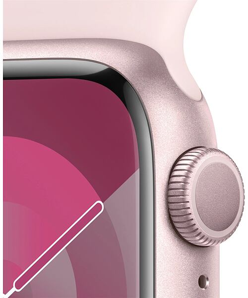 Apple Watch Series 9 GPS 41mm S/M Pink Aluminium Case with Sport Band Light Pink