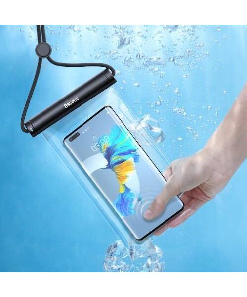 Vodotěsné pouzdro na telefon AquaGlide s cylindrickým posuvným zámkem transparentní (černé)