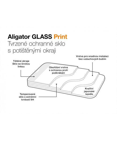 Ochrana displeje GLASS PRINT Xiaomi Redmi A3, černá, celoplošné lepení