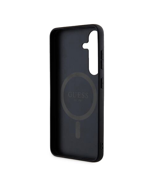 Guess PU Leather 4G Colored Ring MagSafe Zadní Kryt pro Samsung Galaxy S24 Black