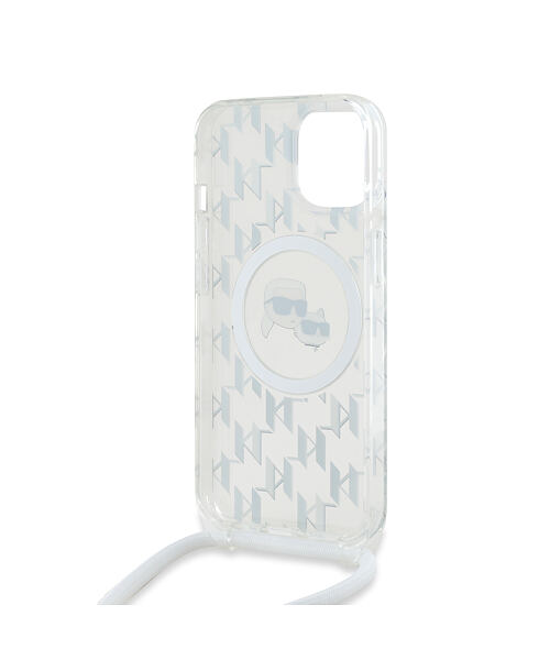 Karl Lagerfeld IML Monogram Crossbody K&CH Heads MagSafe Zadní Kryt pro iPhone 13 Transparent