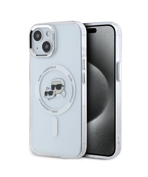 Karl Lagerfeld IML K&CH Heads Metal Frame MagSafe Zadní Kryt pro iPhone 14 Transparent