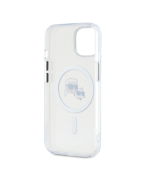 Karl Lagerfeld IML K&CH Heads Metal Frame MagSafe Zadní Kryt pro iPhone 15 Transparent