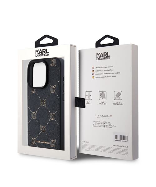 Karl Lagerfeld PU Karl Heads Pattern Magsafe Zadní Kryt pro iPhone 15 Pro Max Black