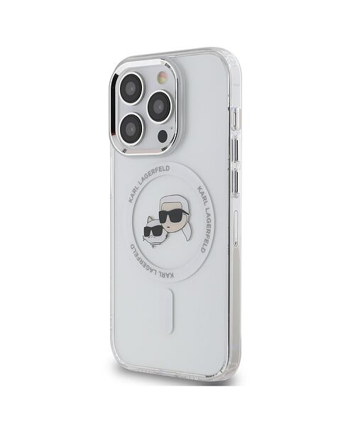 Karl Lagerfeld IML K&CH Heads Metal Frame MagSafe Zadní Kryt pro iPhone 15 Pro Transparent
