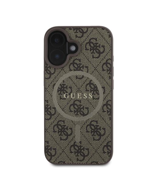Guess PU Leather 4G Colored Ring MagSafe Zadní Kryt pro iPhone 16 Brown