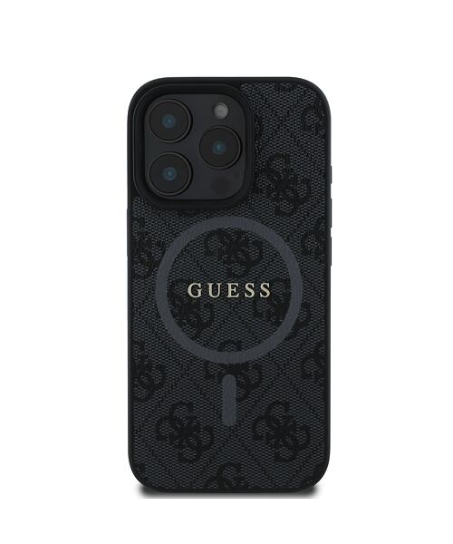 Guess PU Leather 4G Colored Ring MagSafe Zadní Kryt pro iPhone 16 Pro Black
