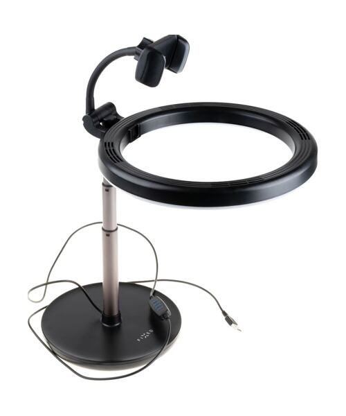 Stativ s kruhovým LED svítidlem a ovládáním na USB kabelu FIXED LEDRing Lite, černý