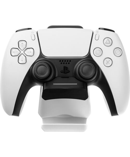 Závěsný nabíjecí dok FIXED pro ovladač DualSense PlayStation 5 s hákem pro sluchátka, černo-bílý