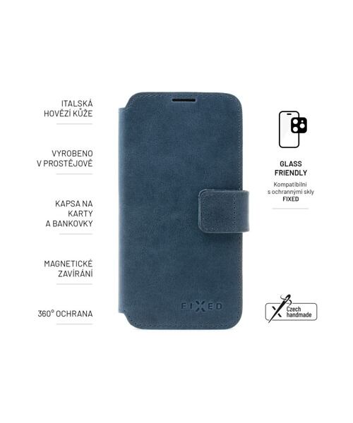 Kožené pouzdro typu kniha FIXED ProFit pro Samsung Galaxy A35 5G, modré