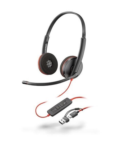 Poly náhlavní souprava Blackwire 3220, USB-C/A adaptér, stereo