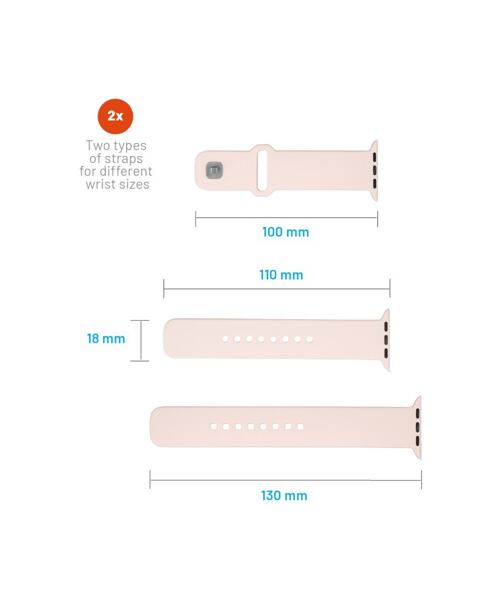 Set silikonových řemínků FIXED Silicone Sporty Strap pro Apple Watch 38/40/41mm, růžový