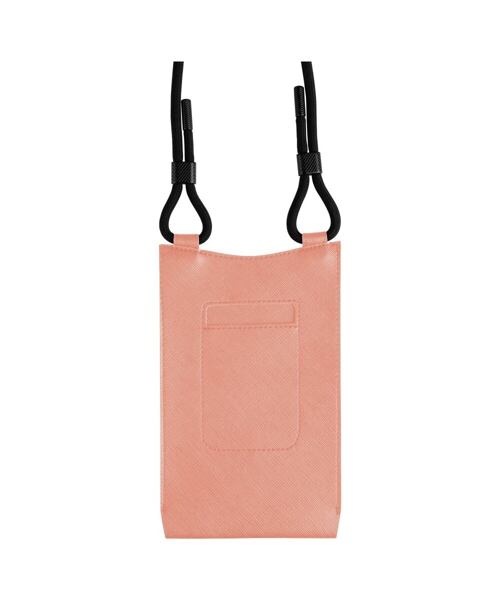 Taštička přes rameno s kapsou FIXED Verona s černou šňůrkou pro mobilní telefony do 7", broskvová