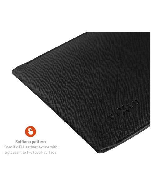 Taštička přes rameno s kapsou FIXED Verona s černou šňůrkou pro mobilní telefony do 7", černá