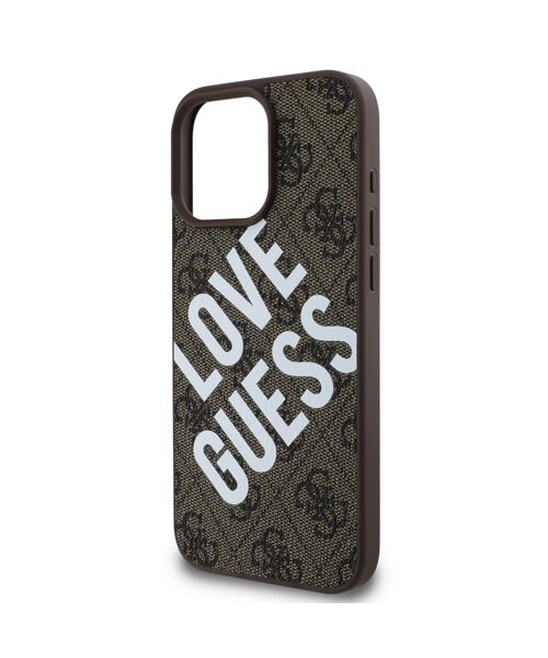 Guess PU Leather 4G Big Love Logo MagSafe Zadní Kryt pro iPhone 16 Pro Max Brown